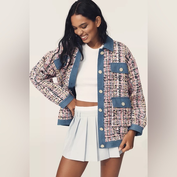 Endless Rose Jackets & Blazers - Anthropology Endless Rose Tweed Denim Jacket Size Medium $ 380